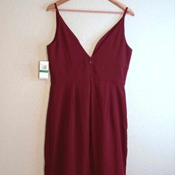 NWT Dress the Population Sz L Viola Burgundy Maxi Gown Dress - Picture 7 of 11